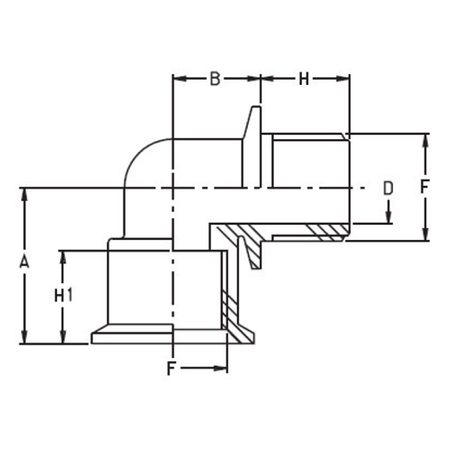 Kolanko 90o z gwintem żeńskim/męskim 3/4"