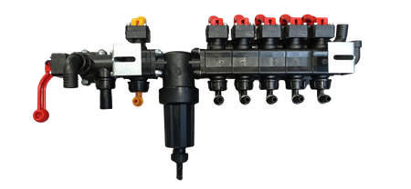 Rozdzielacz zawór stałociśnieniowy 5-sekcyjny z manometrem