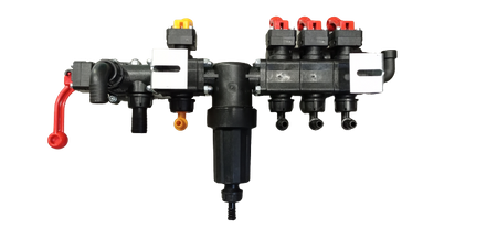 Rozdzielacz zawór stałociśnieniowy 3-sekcyjny z manometrem