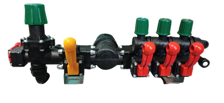 Rozdzielacz zawór stałociśnieniowy 3-sekcyjny z manometrem