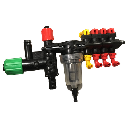Rozdzielacz zawór 4-sekcyjny opryskiwacza przezroczysty