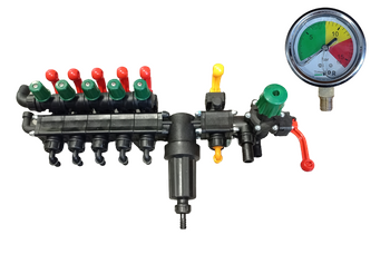 Rozdzielacz zawór stałociśnieniowy 5-sekcyjny z manometrem