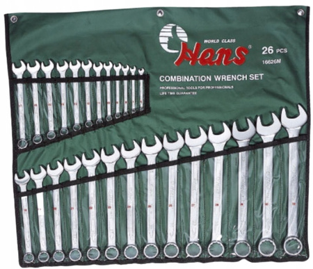 Zestaw kluczy płasko-oczkowych Hans 26szt PROMOCJA