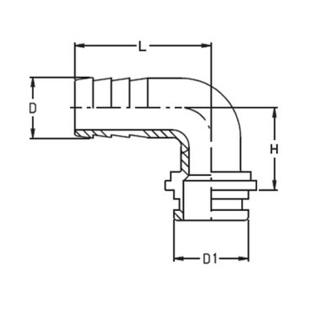 Króciec 90o wtykany 3/4" x 20