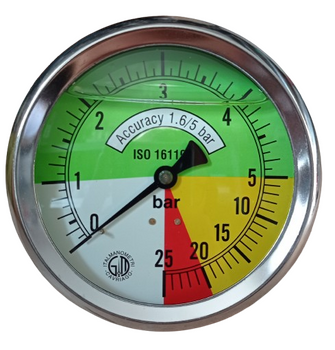 Manometr glicerynowy czołowy ITALMANOMETRI M100 0-5-25 bar 1/4"