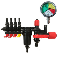 Rozdzielacz zawór 4-sekcyjny opryskiwacza z manometrem